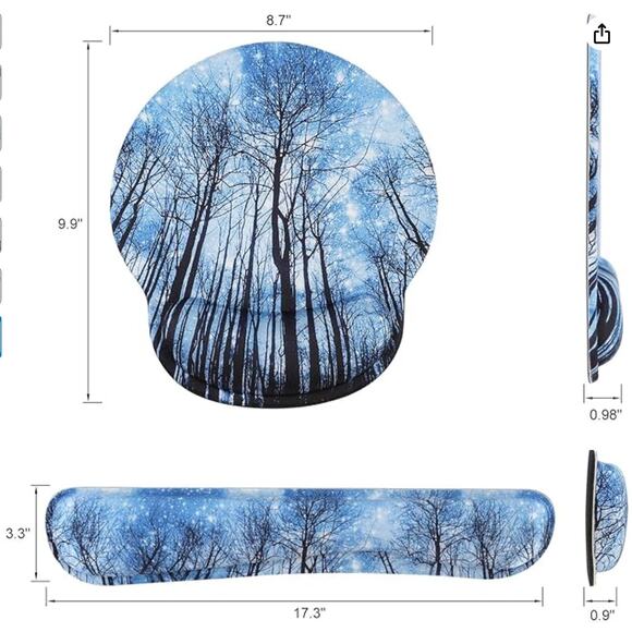 Mouse Pad Keyboard Wrist Rest, Mouse Pad, and Coaster Set- Galaxy Forest - Picture 3 of 5